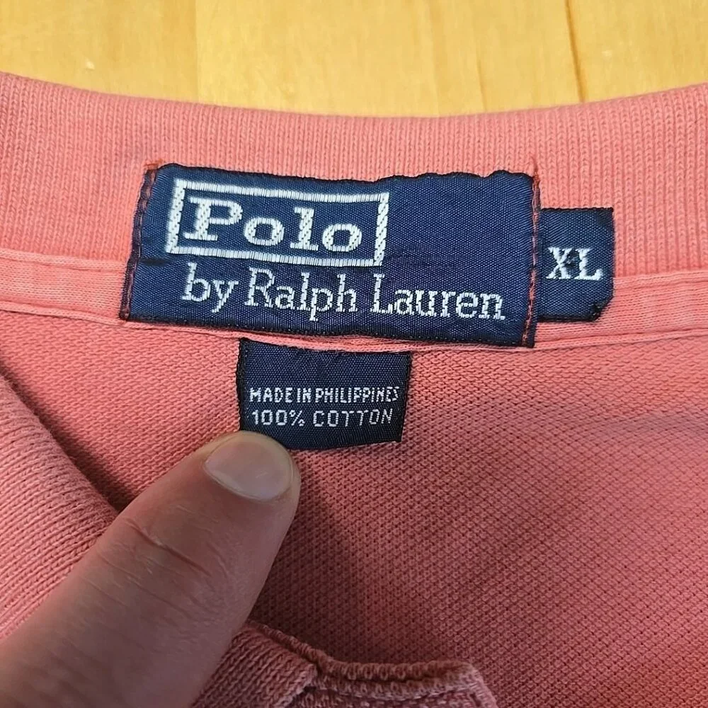 Vintage Polo Ralph Lauren Mens Shirt Size XL Watermelon Pink Muscle Cuff 90s Y2K